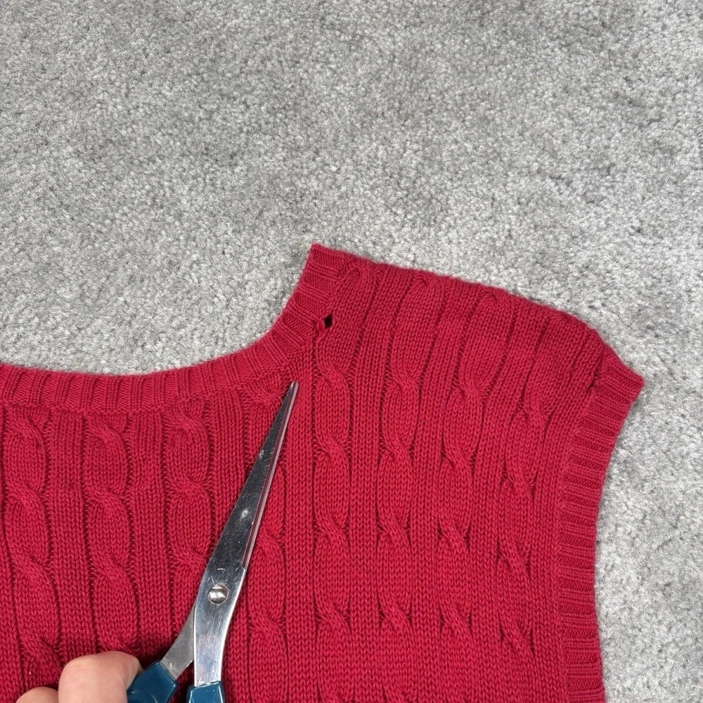 Vintage Polo Ralph Lauren Sweater Vest Mens XL Red Cable Knit‎ V Neck Preppy 90s
